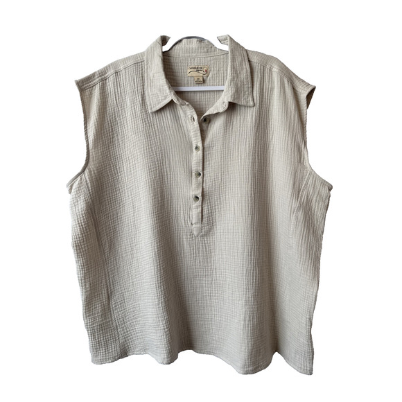 Canyon Guide Womens 3X Boho Chic Sleeveless Collared Soft Waffle Knit Lagenlook - Picture 1 of 9